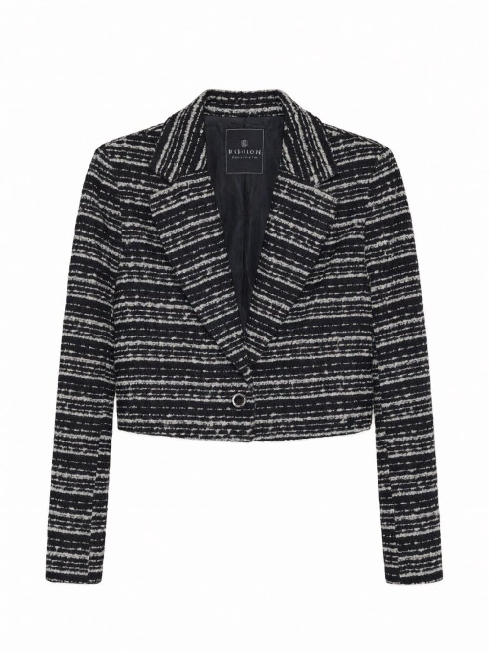 Bagatelle Women's Striped Cropped Jacket M Black White
